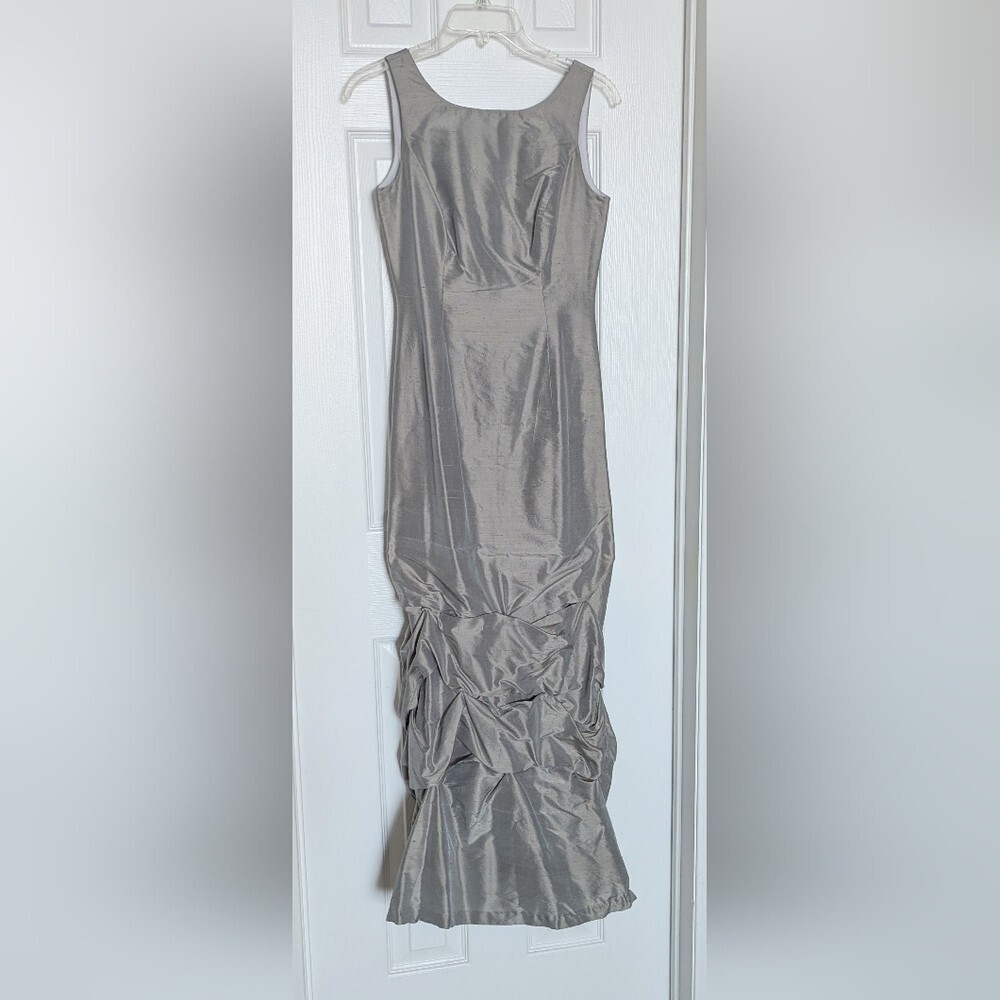 Women's 100% Silk Formal Custom-Made Maxi Dress/Gown w/Ruching, Bustle & Train - Picture 14 of 14